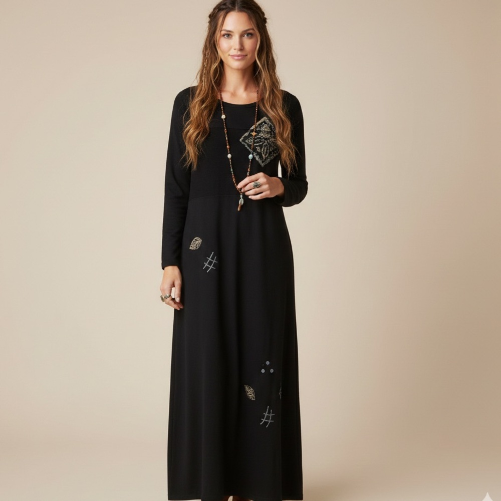 silhouettes cotton Boho long‎ dress Goblincore